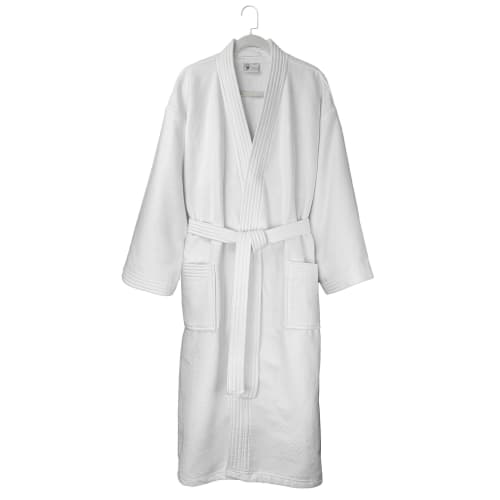 Oxford Superblend Double-sided Diamond Bathrobe, 100% Cotton, One Size 48x60, White